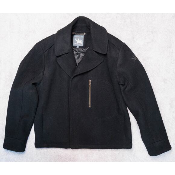 I Spiewak & Sons Black Wool Peacoat Coat Thinsulate Mens Size XL - Picture 1 of 14